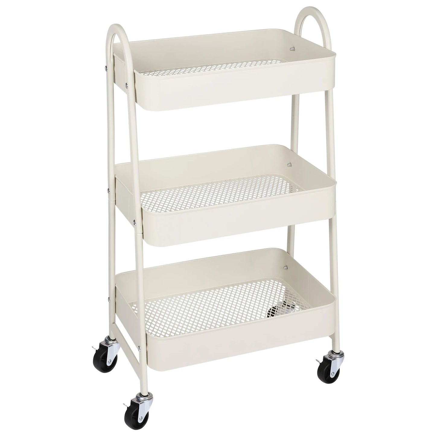 Slim 3-Tier Metal Storage Cart with Wheels for Home Use
