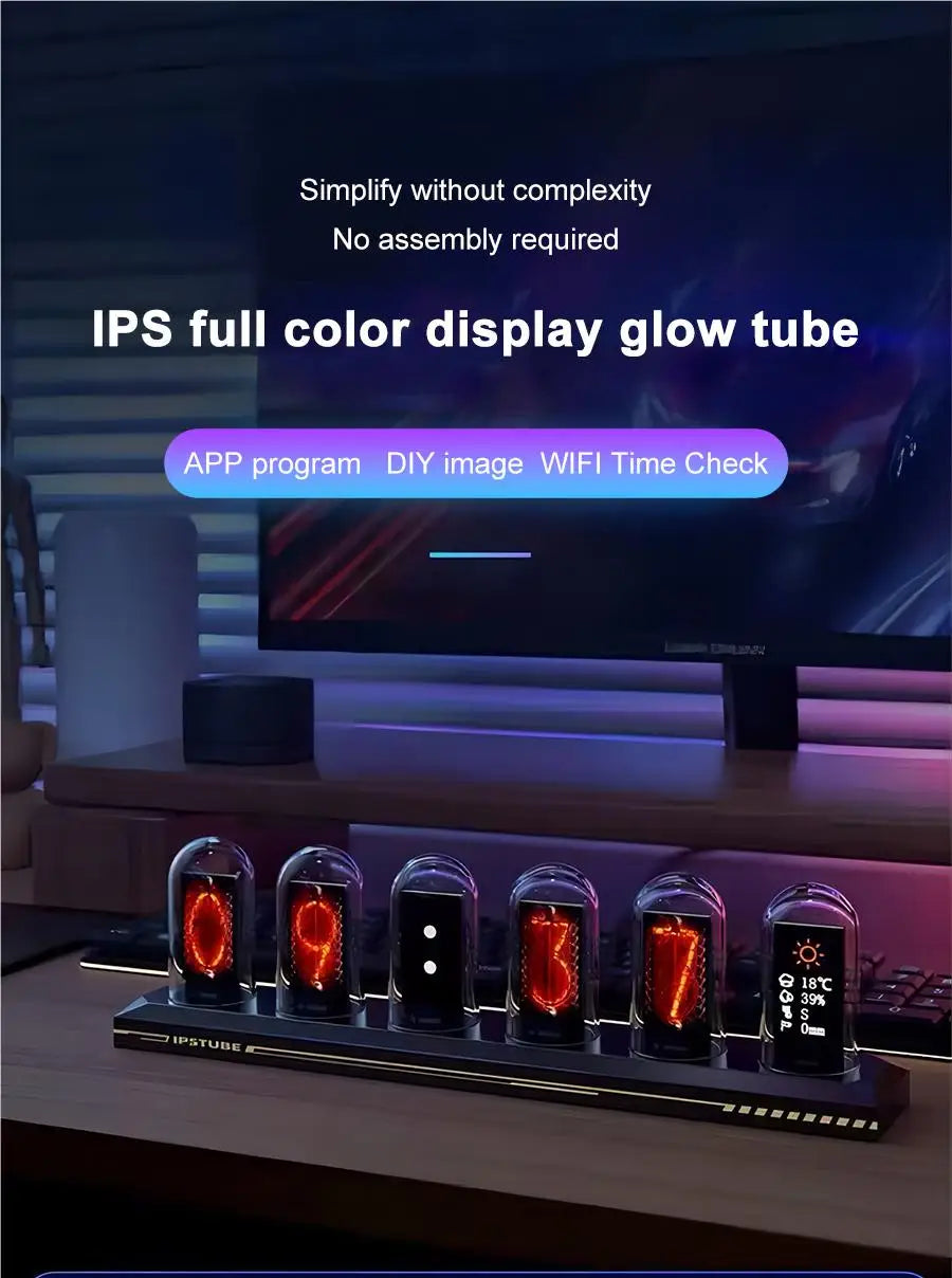 RGB Nixie Tube Clock LED Glows