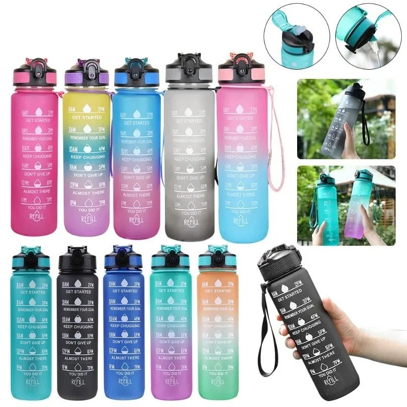 Motivational Drinking Water Bottle 1L with Time Marker