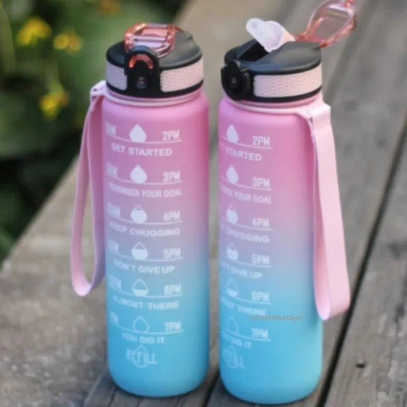 Motivational Drinking Water Bottle 1L with Time Marker