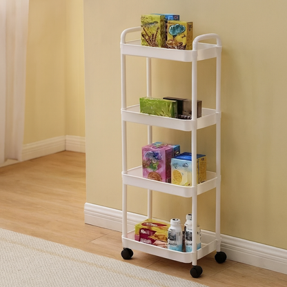 Slim Rolling Cart. 3/4-Tier Adjustable Storage Shelves