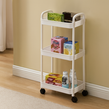 Slim Rolling Cart. 3/4-Tier Adjustable Storage Shelves