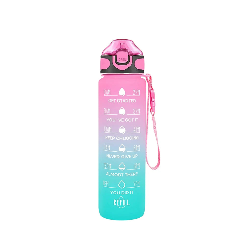 Motivational Drinking Water Bottle 1L with Time Marker
