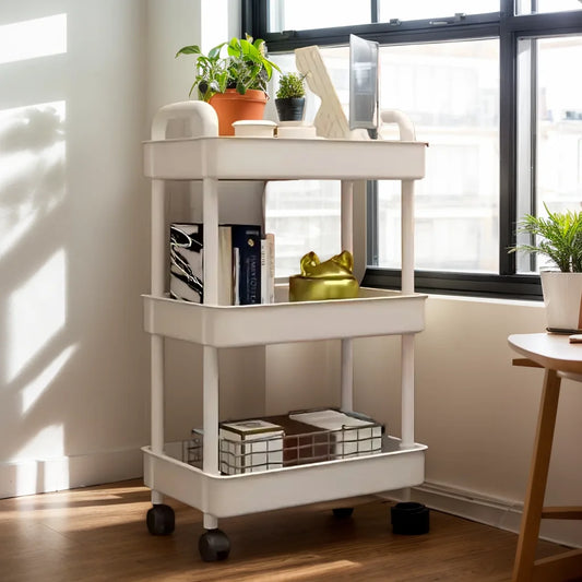 Slim Rolling Cart. 3/4-Tier Adjustable Storage Shelves