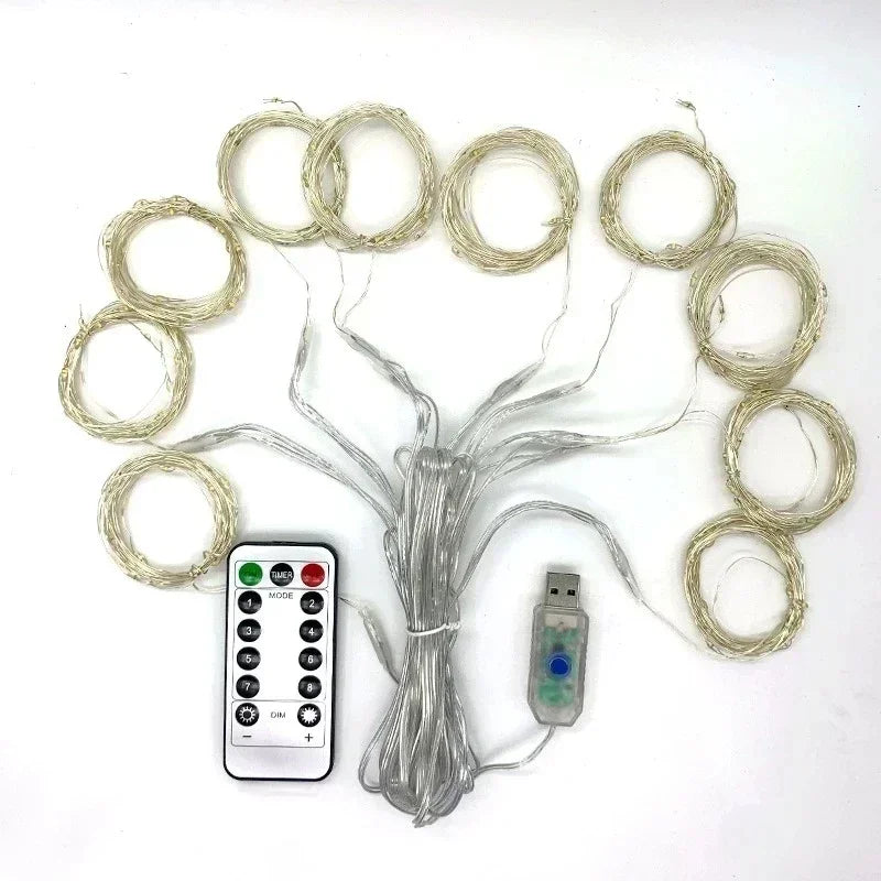 Curtain LED String Lights with Remote – 3/4/6m Fairy Garland