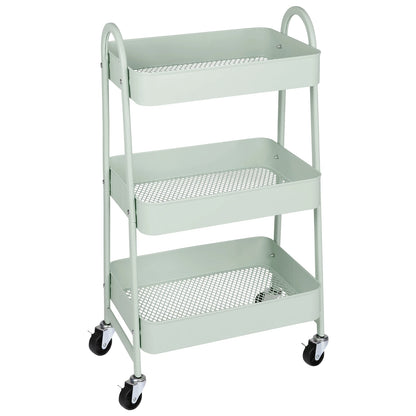 Slim 3-Tier Metal Storage Cart with Wheels for Home Use