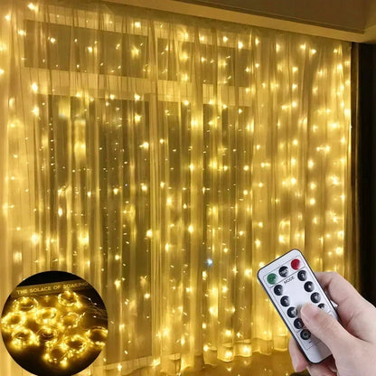 Curtain LED String Lights with Remote – 3/4/6m Fairy Garland