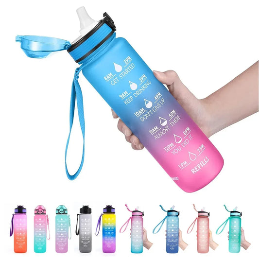 Motivational Drinking Water Bottle 1L with Time Marker