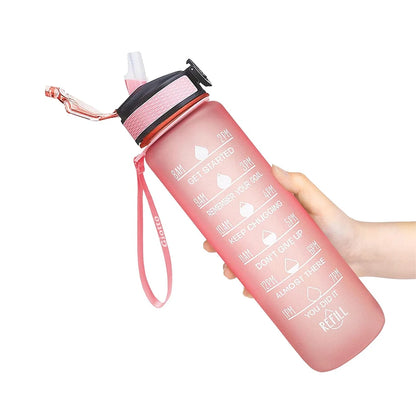Motivational Drinking Water Bottle 1L with Time Marker
