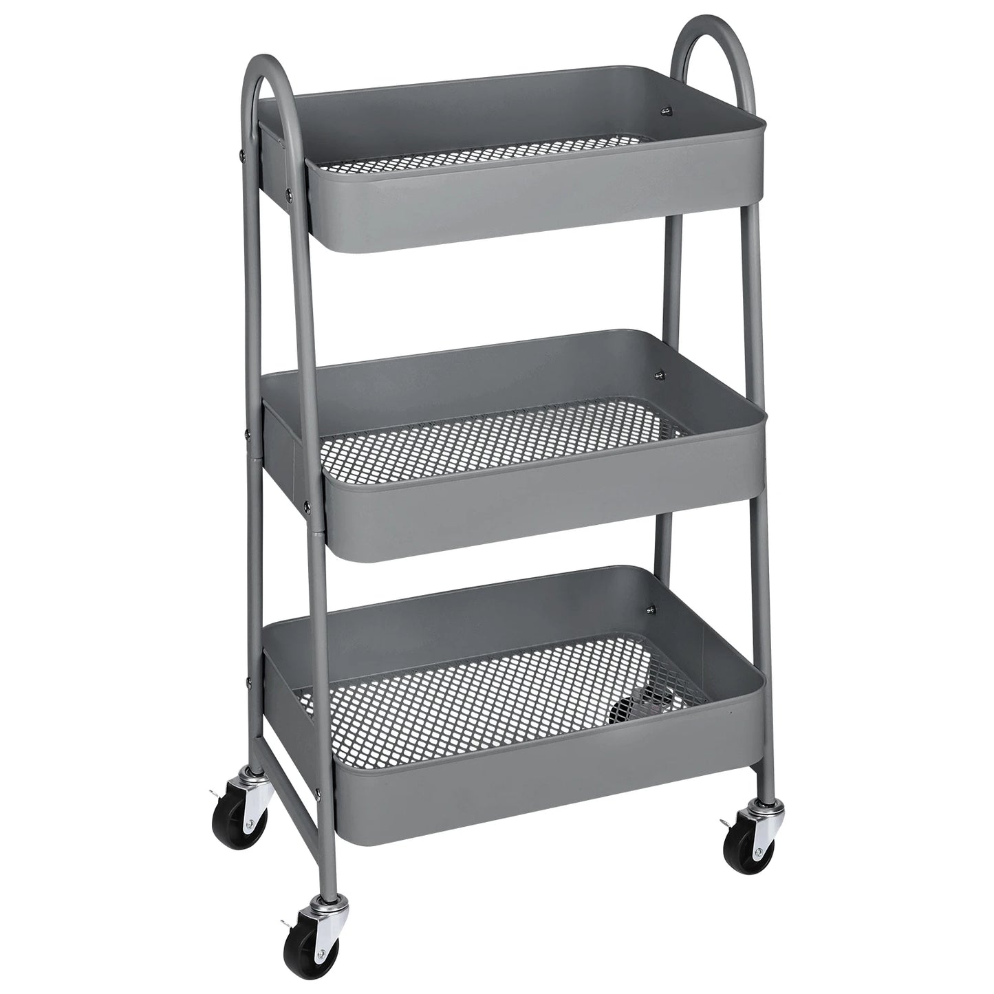 Slim 3-Tier Metal Storage Cart with Wheels for Home Use