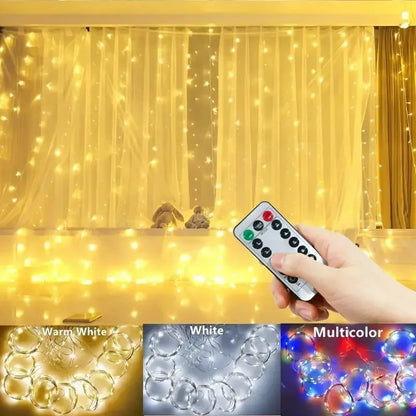 Curtain LED String Lights with Remote – 3/4/6m Fairy Garland