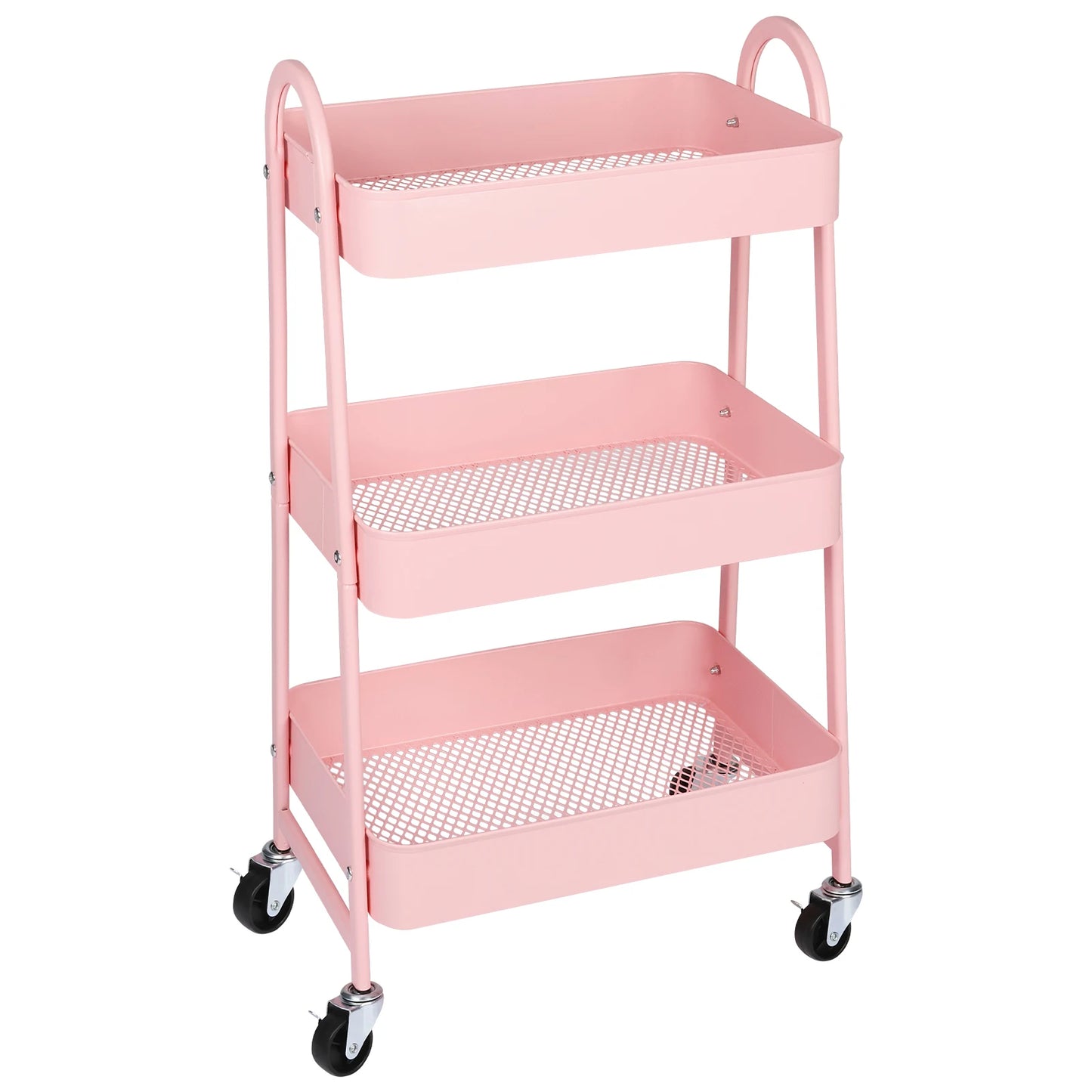 Slim 3-Tier Metal Storage Cart with Wheels for Home Use