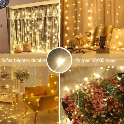 Curtain LED String Lights with Remote – 3/4/6m Fairy Garland