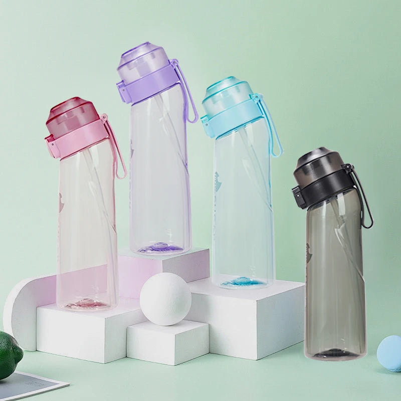 Sports Water Bottle with Straw & Flavor Pods