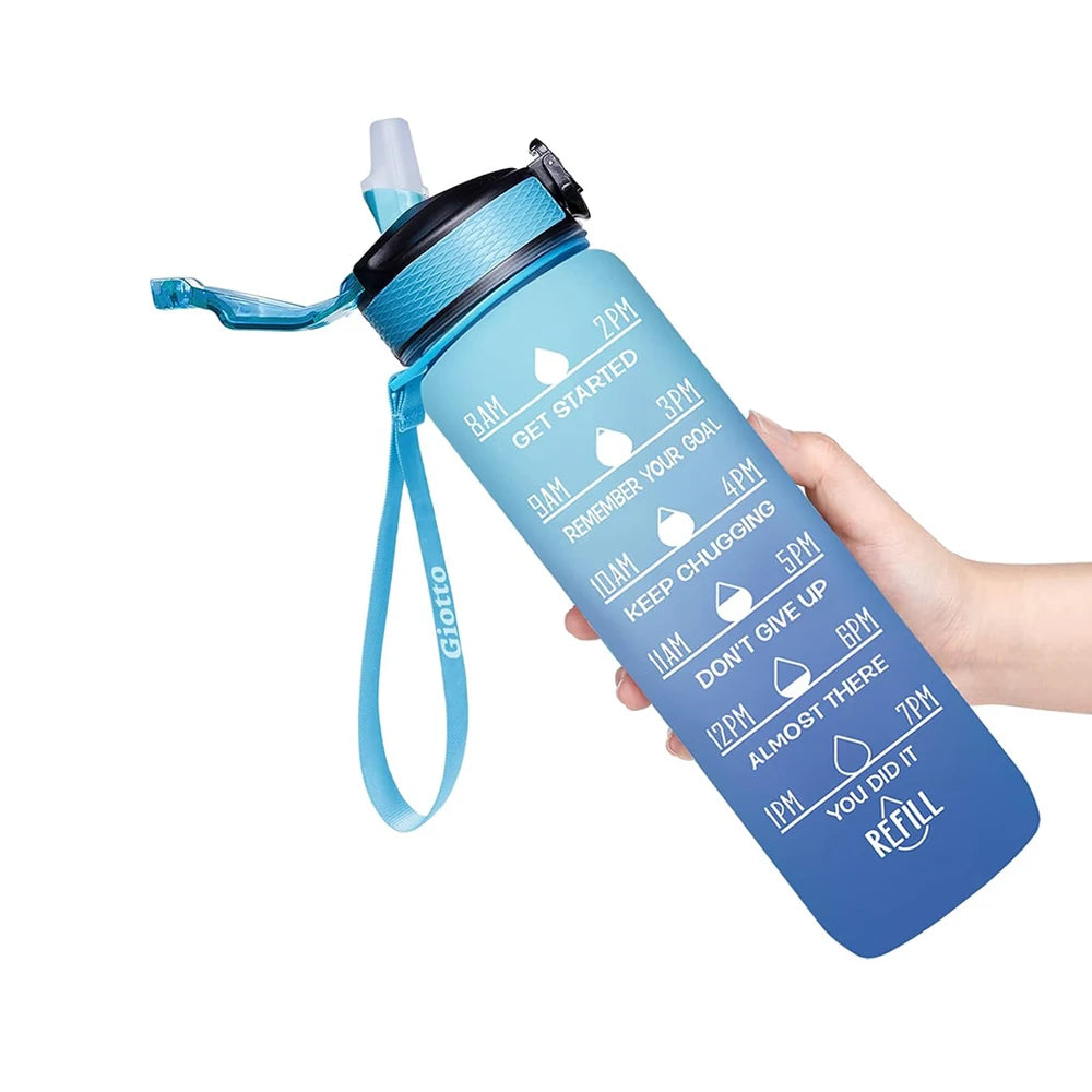 Motivational Drinking Water Bottle 1L with Time Marker
