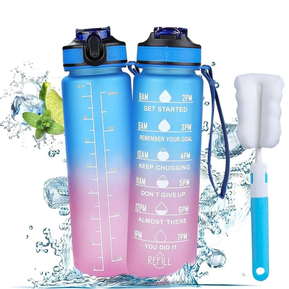 Motivational Drinking Water Bottle 1L with Time Marker