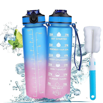 Motivational Drinking Water Bottle 1L with Time Marker
