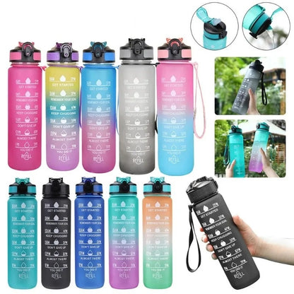 Motivational Drinking Water Bottle 1L with Time Marker