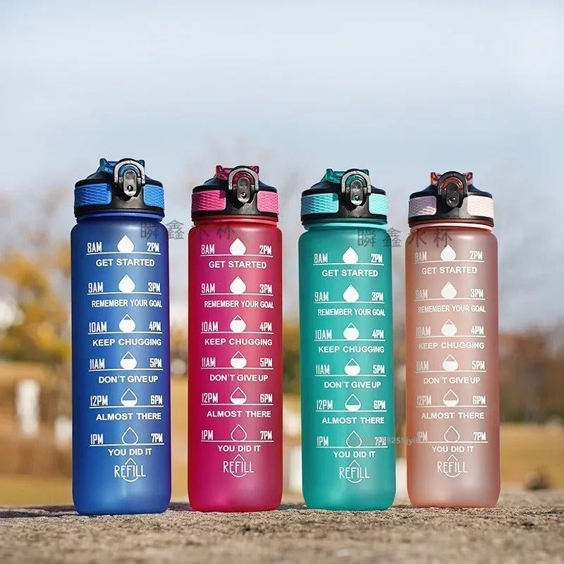 Motivational Drinking Water Bottle 1L with Time Marker