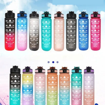 Motivational Drinking Water Bottle 1L with Time Marker
